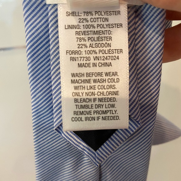 Boys Clip-On Necktie, Blue/White Stripe, S (8-10) - Picture 6 of 7